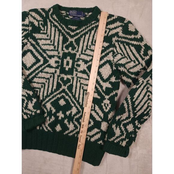 Vintage Polo Ralph Lauren Wool‎ Handknit Aztec Sweater Mens Small - Picture 4 of 5
